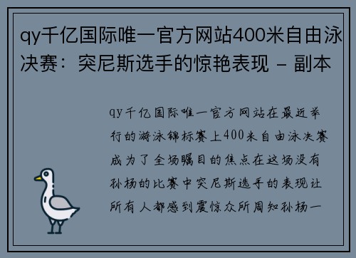 qy千亿国际唯一官方网站400米自由泳决赛：突尼斯选手的惊艳表现 - 副本 (2)